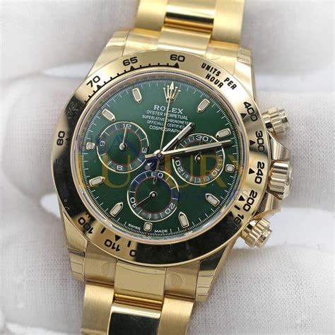 gold rolex daytona with green dial|rolex 116508 for sale.